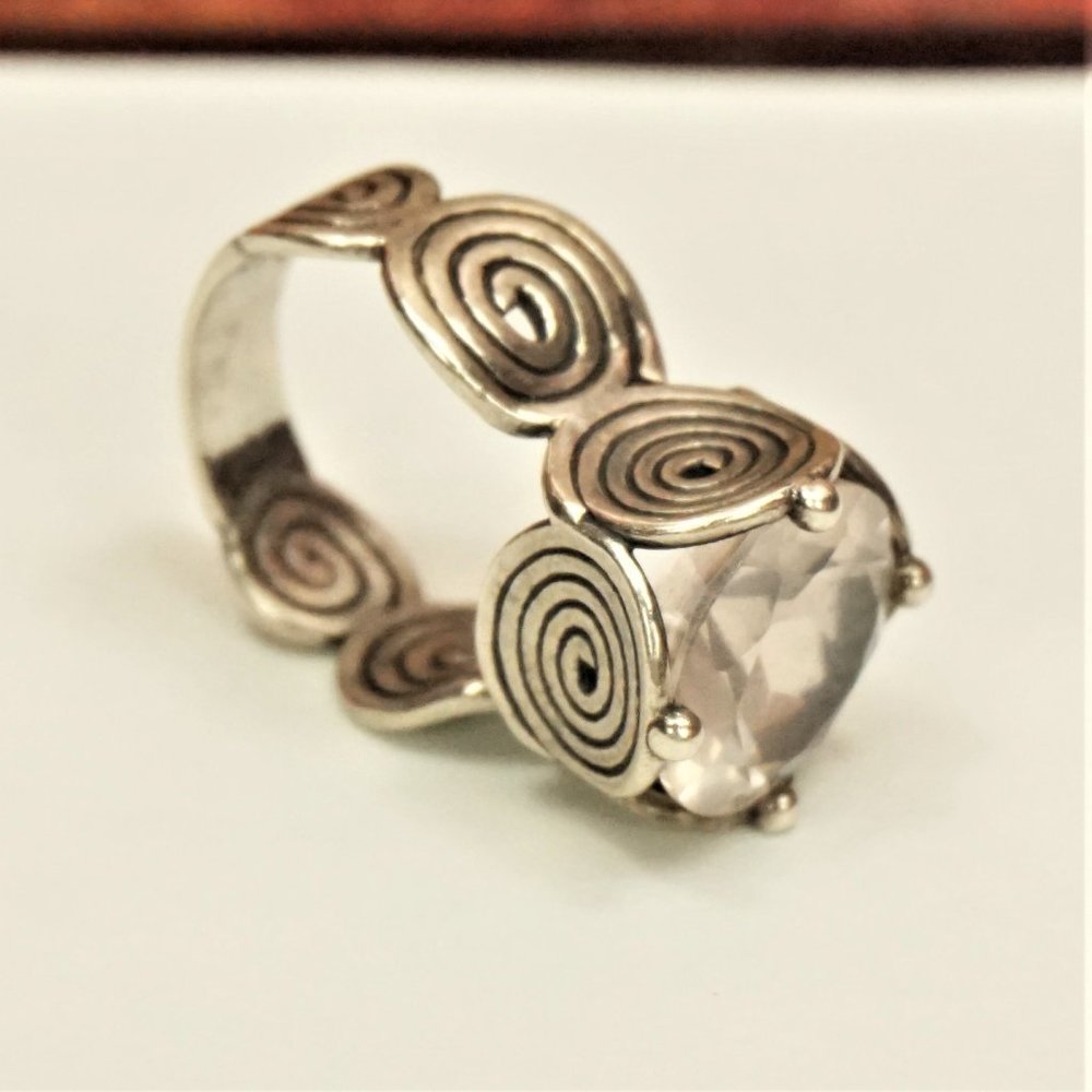 ISRAEL BIG CZ STERLING RING SIZE 8.25 HANDMADE RARE - Picture 12 of 16